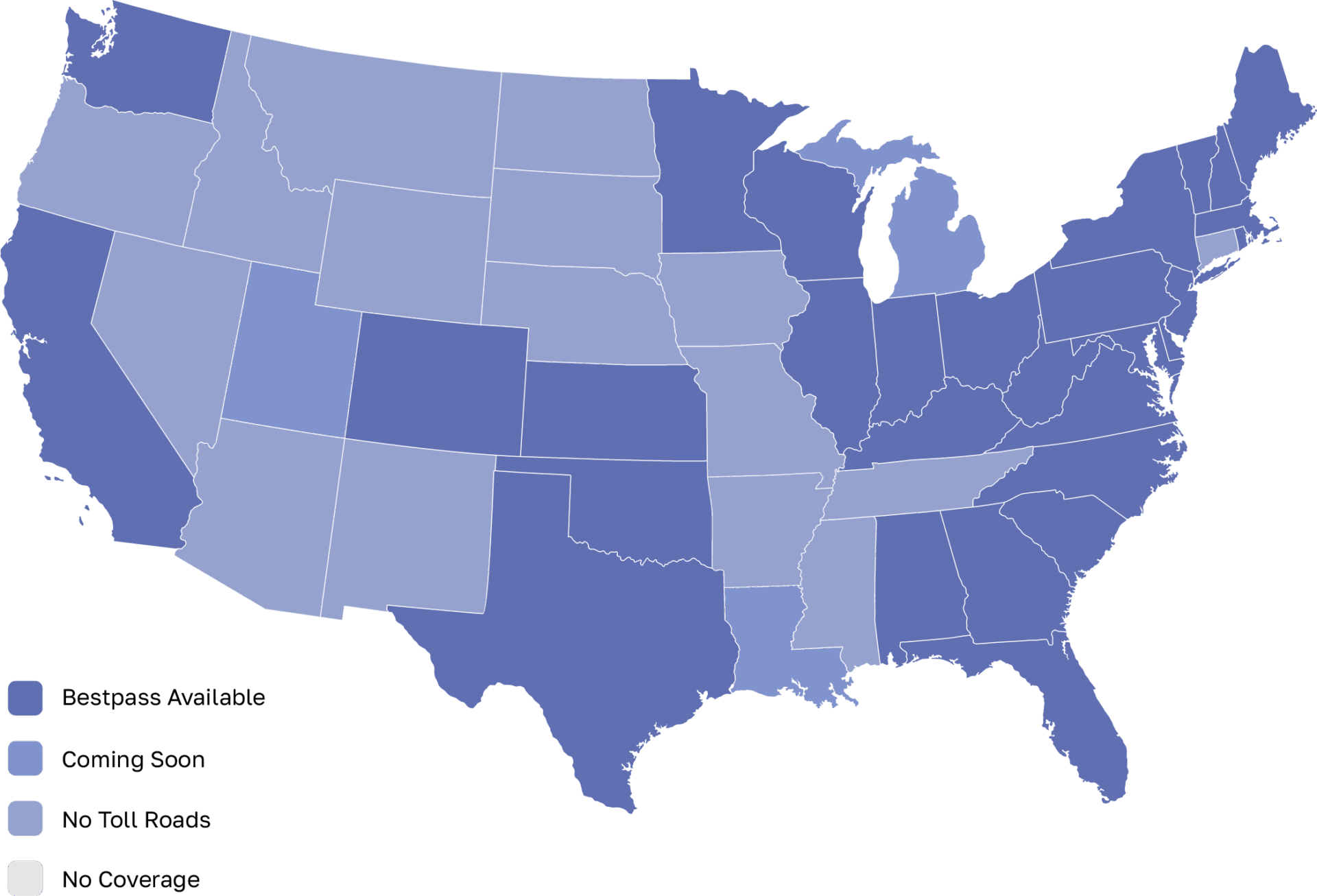 Map of the coverage Bestpass offers